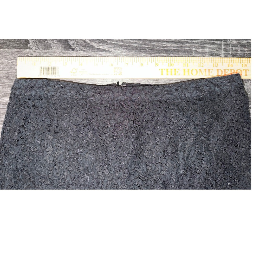 Banana Republic Black Floral Lace Ruffle Hem Skirt Size 6 A-Line Eyelash Trim - Picture 5 of 7
